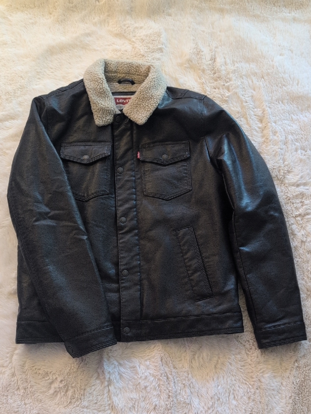 Levi's Strauss & Co. Black Jacket with Cream Sherpa Collar